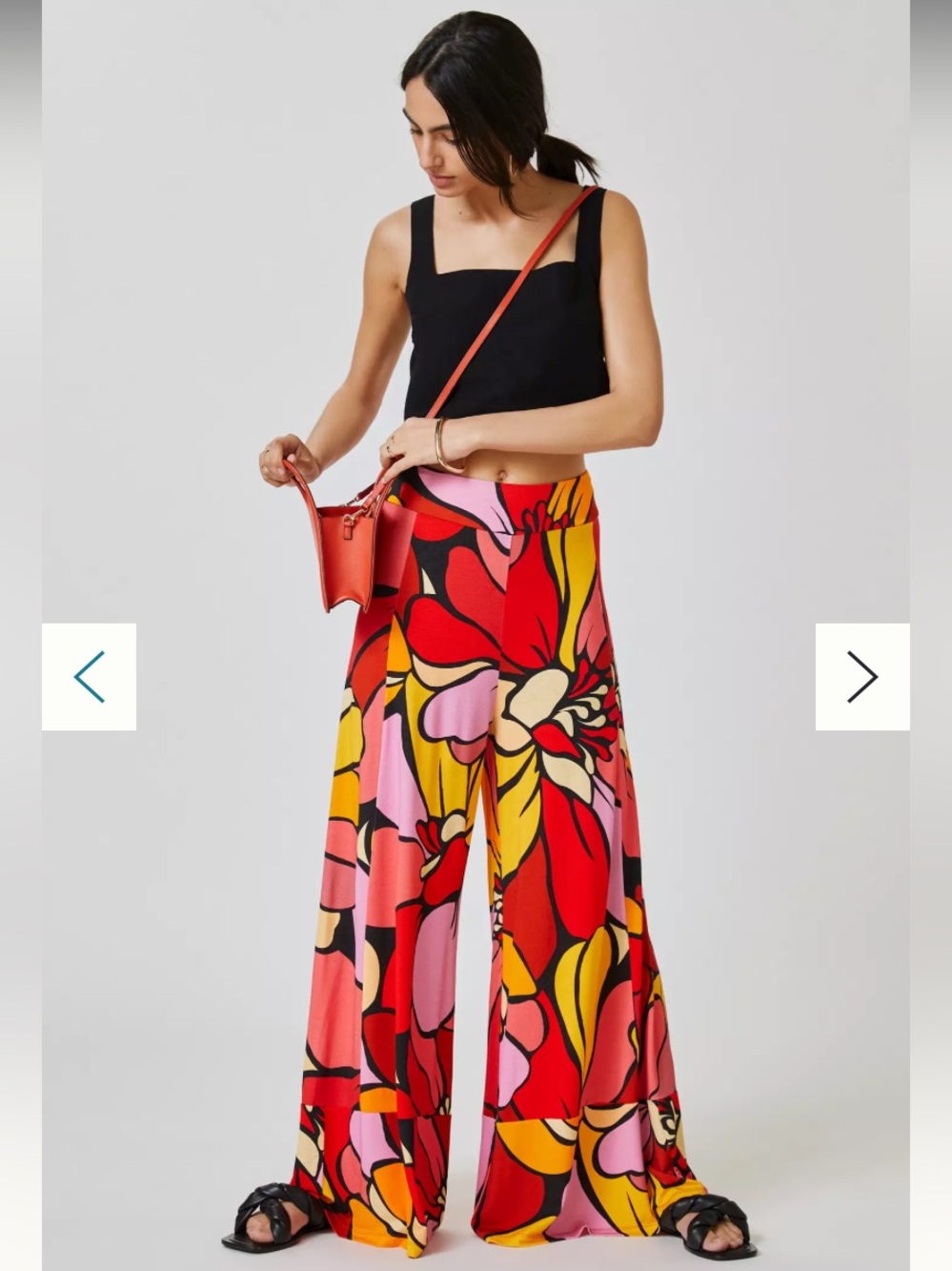 New Anthropologie Farm Rio Wide Leg Printed Retro Red Pink Floral Leaf Pants M